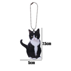 Simulated Cat Pendant Car Rearview Mirror 2D Flat Acrylic Pendant Car Keychain Phone Handbag Kitten Decoration Hanging Ornament