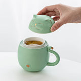 Lucky Cat Mug Tea Mug Creative Ceramic Cup With Cover Filter Office Water Cup Tea Separation Tea Cup