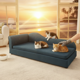 The Wave Asymmetric Linen Pet Sofa — Dark Blue