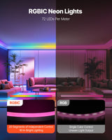LED Neon Rope Light, 16.4 Ft, Flexible RGB-IC LED Strip Light, Control With App/Remote, Works With Alexa & Google Assistant, Music Syncing, Custom DIY Neon Flex Lights, For Bedroom Gaming Indoor