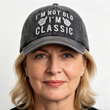 2pcs I'm Not Old I'm Classic Baseball Cap, Vintage Washed Cotton Funny Adjustable Hat For Men Women, Funny Statement Casual Hat