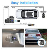 3 Channel Dash Cam For Cars, 1080P Full HD Front Camera (140° Wide View) With 480P Interior & Rear Cameras, 360° Vehicle Protection, Picture-in-Picture Display For Collision Evidence