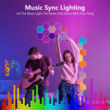 Hexagon Lights 10 Pack LED Wall Panels, RGB Gaming Lights With APP, Smart Modular Panel Hex Tiles Push Glide Expansion Shapes Light