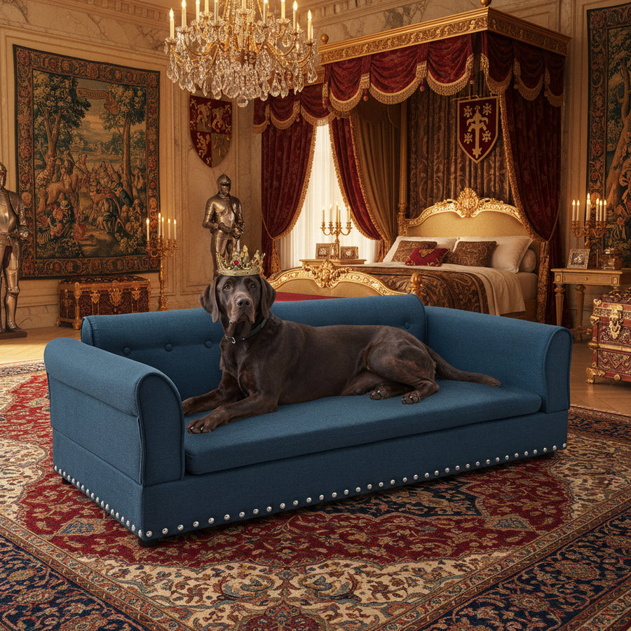 The Royal Orthopedic Linen Dog Sofa — Dark Blue