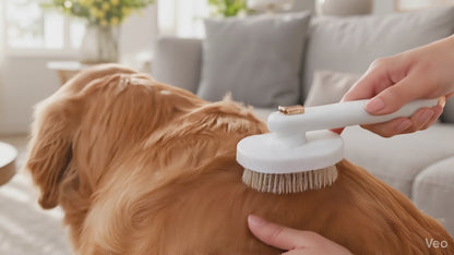 Morning Fur Self-Cleaning Grooming Brush in use