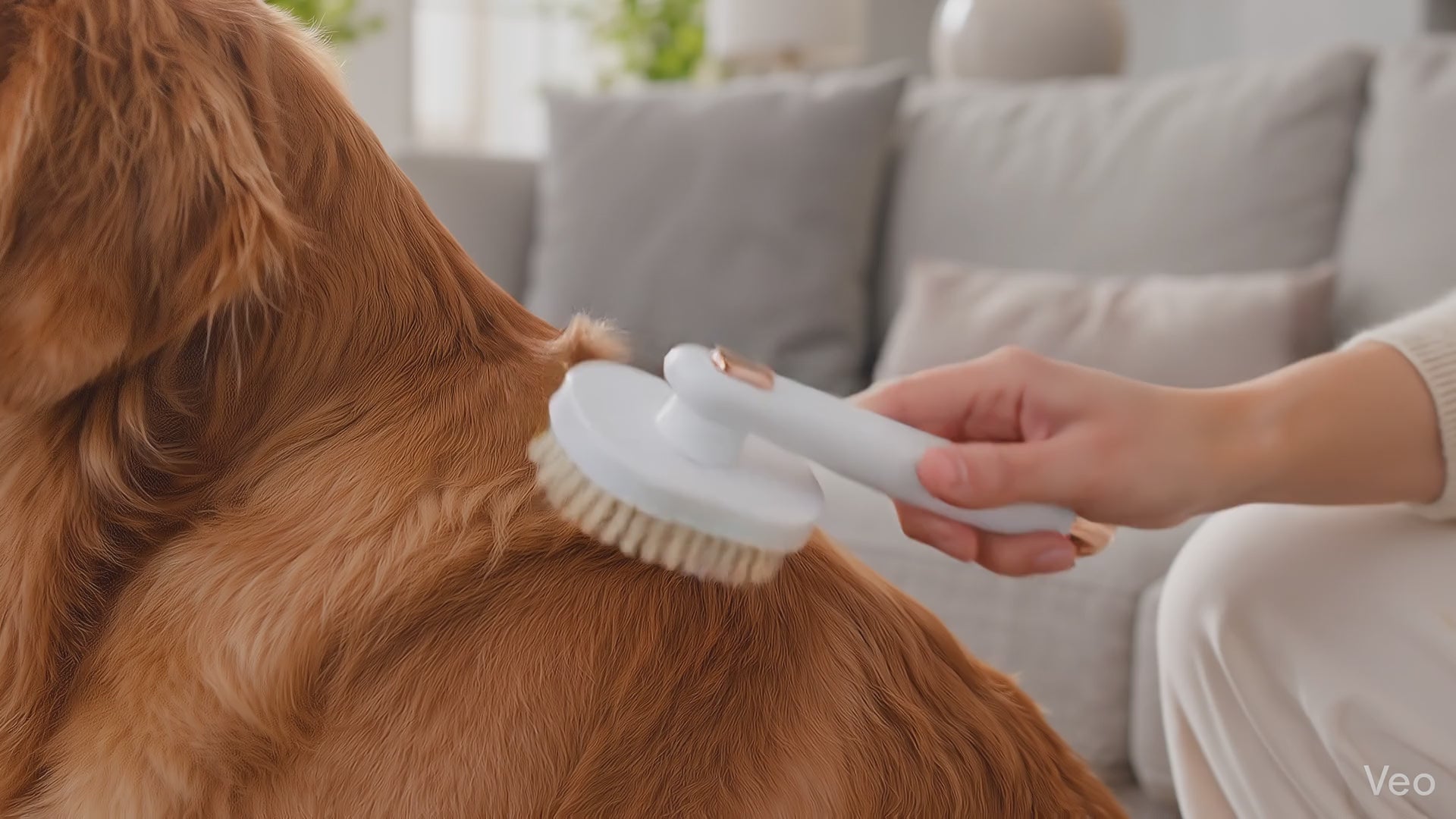 Morning Fur Grooming Glove for Loose Fur in use